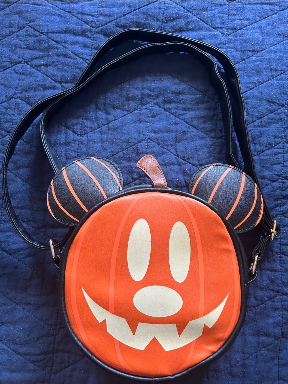 Disney Orange Pumpkin Mickey Ear Crossbody Bag